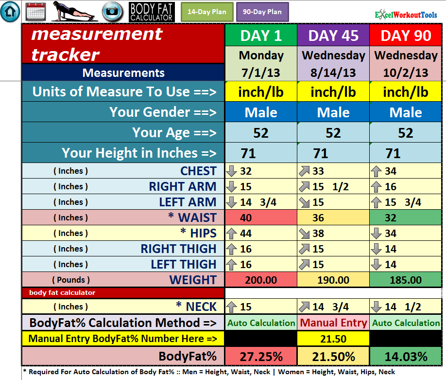 rev abs excel workout tools beachbody measurement tracker