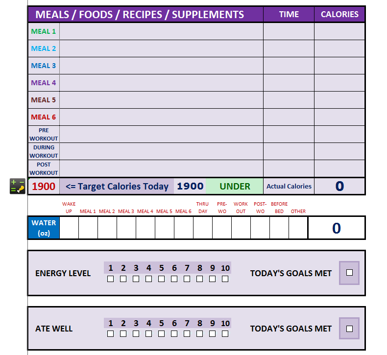 heart rate workout calculator & Spreadsheet Tracker Workout Calendar for Excel Exercise Rockin Tool